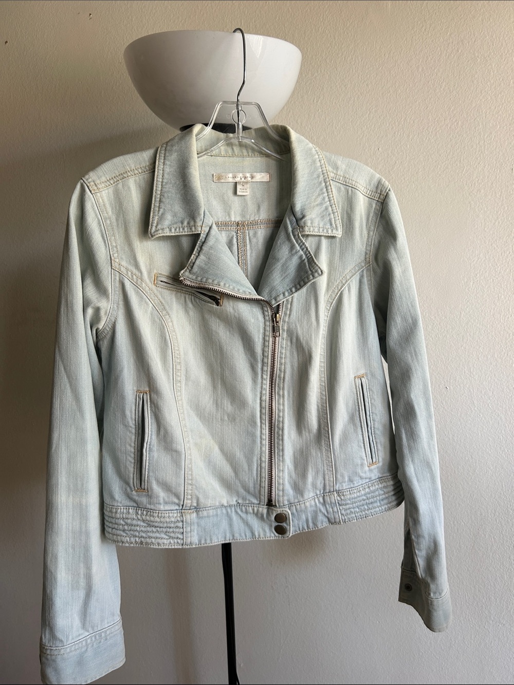 LC Lauren Conrad Light Wash Denim Moto Jacket